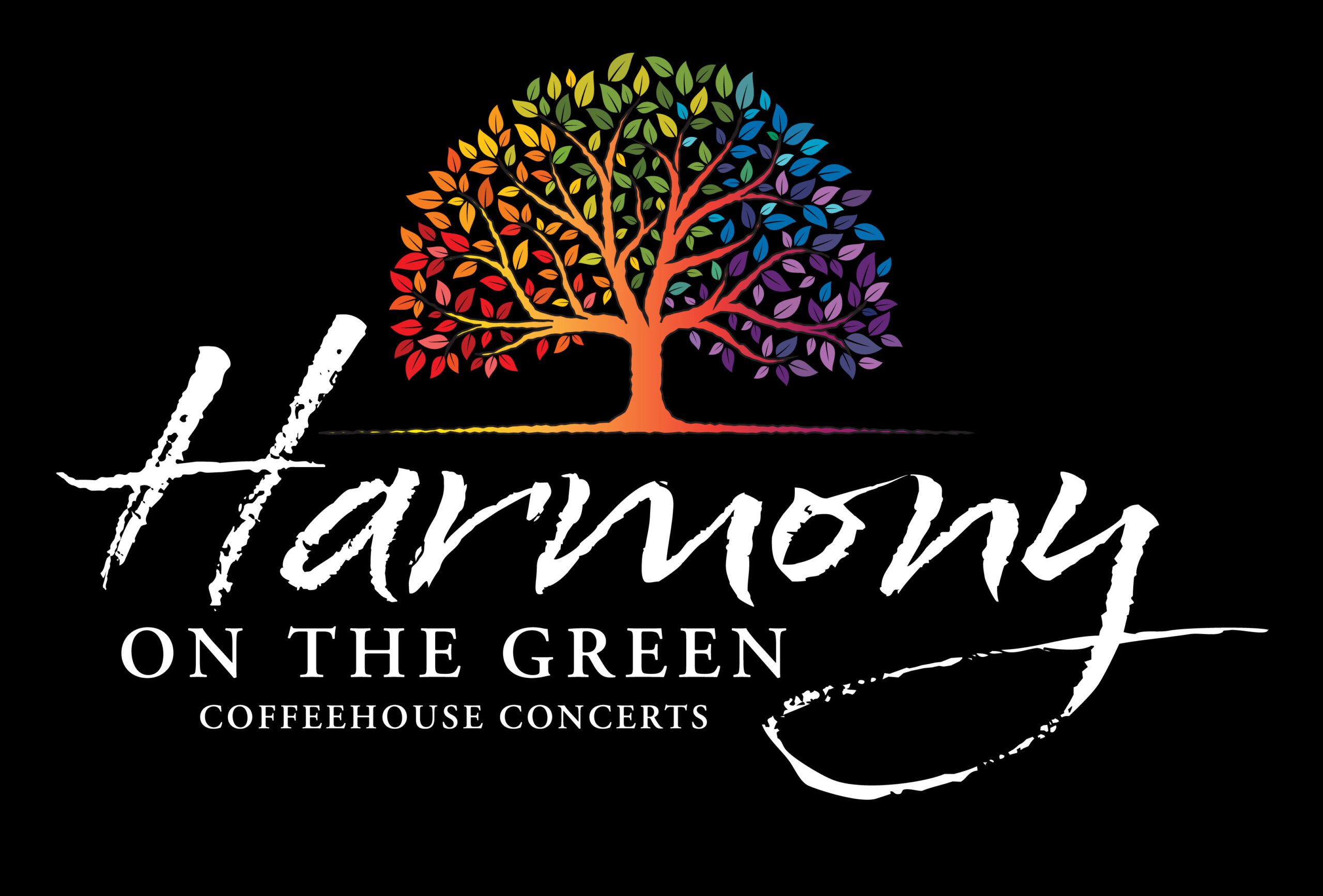 Harmony on the Green logo on a black background.